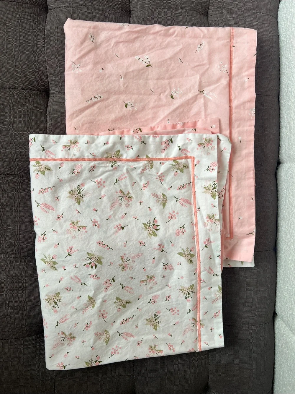 Floral Pink Cotton Pillowcases - Set of 2